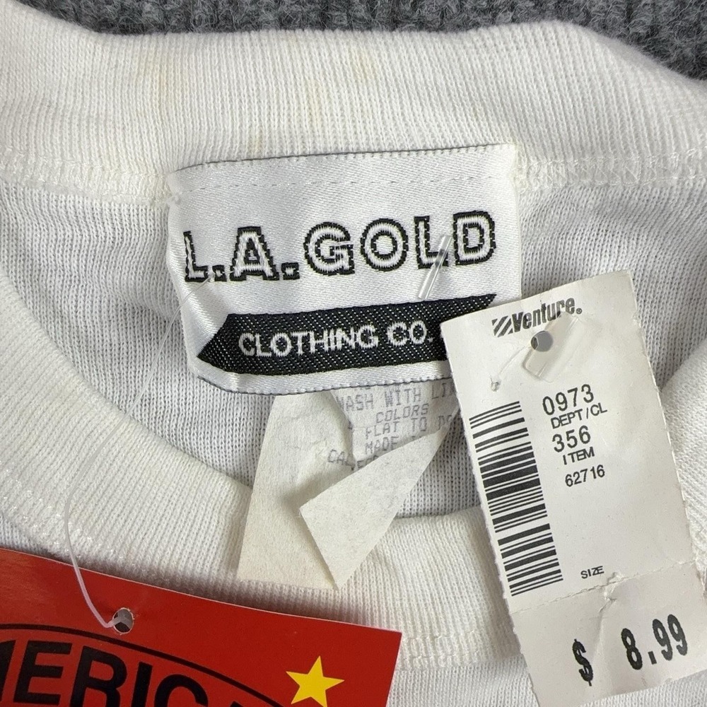 VTG L.A. GOLD Shirt Girls M White Pink Satin Heart Graphic Crew Neck Tee USA - Picture 9 of 12